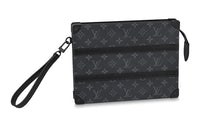 LOUIS VUITTON Trunk Coated Canvas Cow Leather Patchwork Clutch Regular Men's Black