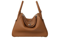 HERMES Taurillon Patchwork Clemence Cow Leather Handbag Shoulder Bag Women's 37 Gold Gold Brown