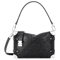 LOUIS VUITTON Monogram Debossed Calfskin Side Trunk Black