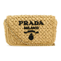 PRADA Straw Woven Crossbody Bag, Shoulder Bag Women's Beige Yellow