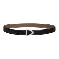 HERMES Calfskin Leather Belts Women's Black/Elephant Gray Width 2.4cm