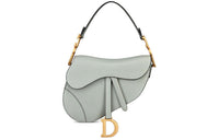 DIOR Saddle Grained Calfskin Saddle Bags One Shoulder Handbags Women's Gray