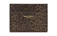 SAINT LAURENT Calfskin Card Clip Card Holder Men's Black Brown