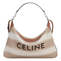 CELINE Romy Collection Fabric Handbag, Shoulder Bag Large Size Men's Beige