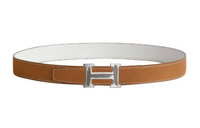 HERMES Double-Sided Design Leather Belts Men's Brown/White Width: 3.2CM