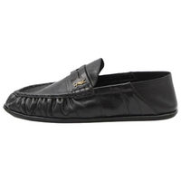 SAINT LAURENT Logo Plaque Slip On Loafers