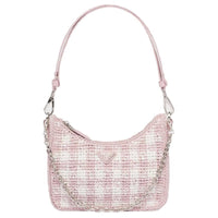 PRADA Straw Woven Shoulder Bag Women's Pink