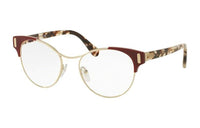 PRADA Polyvinyl Chloride Brass Round Eyeglass Frames Women's Deep Red