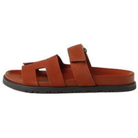 HERMES Chypre Slip Resistant Slide Slippers Women's Black Sugar Brown