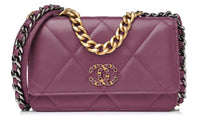 CHANEL 19Bag Lambskin Crossbody Bag Shoulder Bag Women's Purple