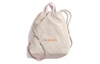 CHANEL 22Bag Shiny Calfskin Backpack Small Size Women's White