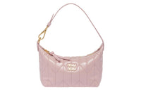 MIU MIU Matelassé Shiny Patent Leather Calfskin Handbag Regular Women's Pink