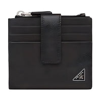 PRADA Leather Card Holder Wallet Unisex Black