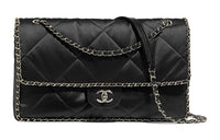 CHANEL Satin Mouth Cover Bag Crossbody Bag Women's Black