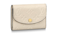 LOUIS VUITTON Rosalie Soft Grained Cow Leather Card Holder Wallet Women's Beige