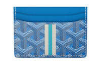 GOYARD Saint-Sulpice Canvas With Leather Card Clip Card Holder Unisex Sky Blue/White/Blue White Striped