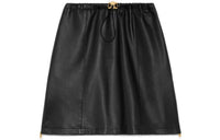 CELINE Leather Short Skirts Women's Black