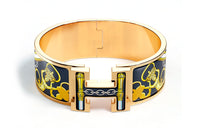 HERMES Enamel Gold-plated Bangles Women's Black