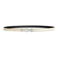 HERMES Palladium-Plated Leather Belts Unisex Coconut Color/Black Width: 1.3cm