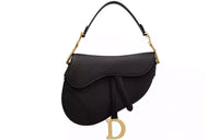 DIOR Saddle Embossed Textured Calfskin Saddle Bag Shoulder Bag Crossbody Bag Women's Black