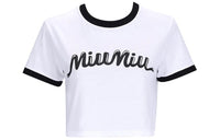 MIU MIU Logo Women's Cropped T-shirt Whirt