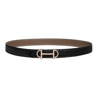 HERMES Calfskin Leather Belts Women's Black Width 2.4CM