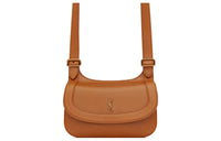 SAINT LAURENT Calfskin Shoulder Bag Crossbody Bag Small Size Women's Brown