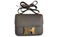 HERMES Constance Epsom Leather Shoulder Bag Crossbody Bag Mini Women's 88 Graphite Graphite Gray