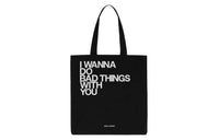 SAINT LAURENT 100% Cotton Tote Bag Shoulder Bag Unisex Matte Black
