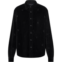 LOUIS VUITTON Long-Sleeved Lv Blason Embellished Corduroy Shirt