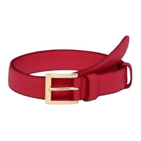 PRADA Leather Metal Leather Belts Women's Fire Red Width: 3CM