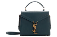 SAINT LAURENT Grained Calfskin Handbag Women's Blue