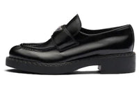 PRADA Chocolate 50mm Brushed Leather Loafer 'Black' Women's