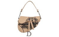 DIOR Saddle Hemp Canvas Saddle Bag, One Shoulder Handbag Unisex Beige