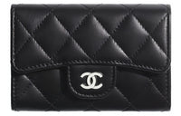 CHANEL Classic Flap CF Lambskin Coin Purses Card Holders Unisex Black