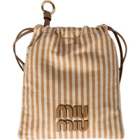 MIU MIU Cotton Storage Bag Unisex Tan