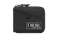 DIOR MYSTERY RANCH Collaboration Embossed Leather Patch Nylon Card Holders Coin Purses Wallets Men's Black