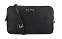 MIU MIU Leather Shoulder Bag Unisex Black