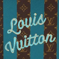 LOUIS VUITTON Canvas With Leather Popcorn Basket Storage Bag Unisex Blue & Brown
