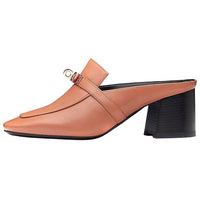 HERMES Blossom Block Heel High Heels Women's Chao Pink