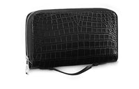 LOUIS VUITTON Zippy Crocodile Leather Wallet Men's Black