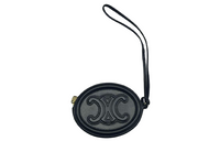CELINE Smooth Calf Leather Zip Coin Purse, Clutch Women's Black