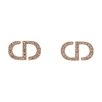DIOR Crystal Stud Earrings Women's Rose Gold