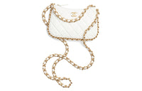CHANEL Lambskin Shoulder Bag Crossbody Bag Small Size Women's White