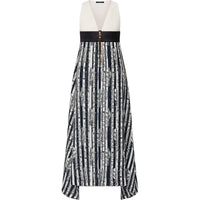 LOUIS VUITTON Striped Anchor V-Neck Dress
