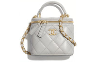 CHANEL Lambskin Box Bag, Shoulder Bag, Crossbody Bag Women's Gray