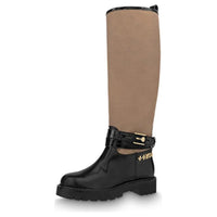LOUIS VUITTON Territory Knee-high Boots Women's Black Brown