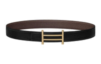 HERMES Leather Belts Women's Black/Chocolate