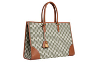 CELINE Cabas Embroidered Fabric Tote Handbag Handbag Shoulder Bag Women's Khaki Green