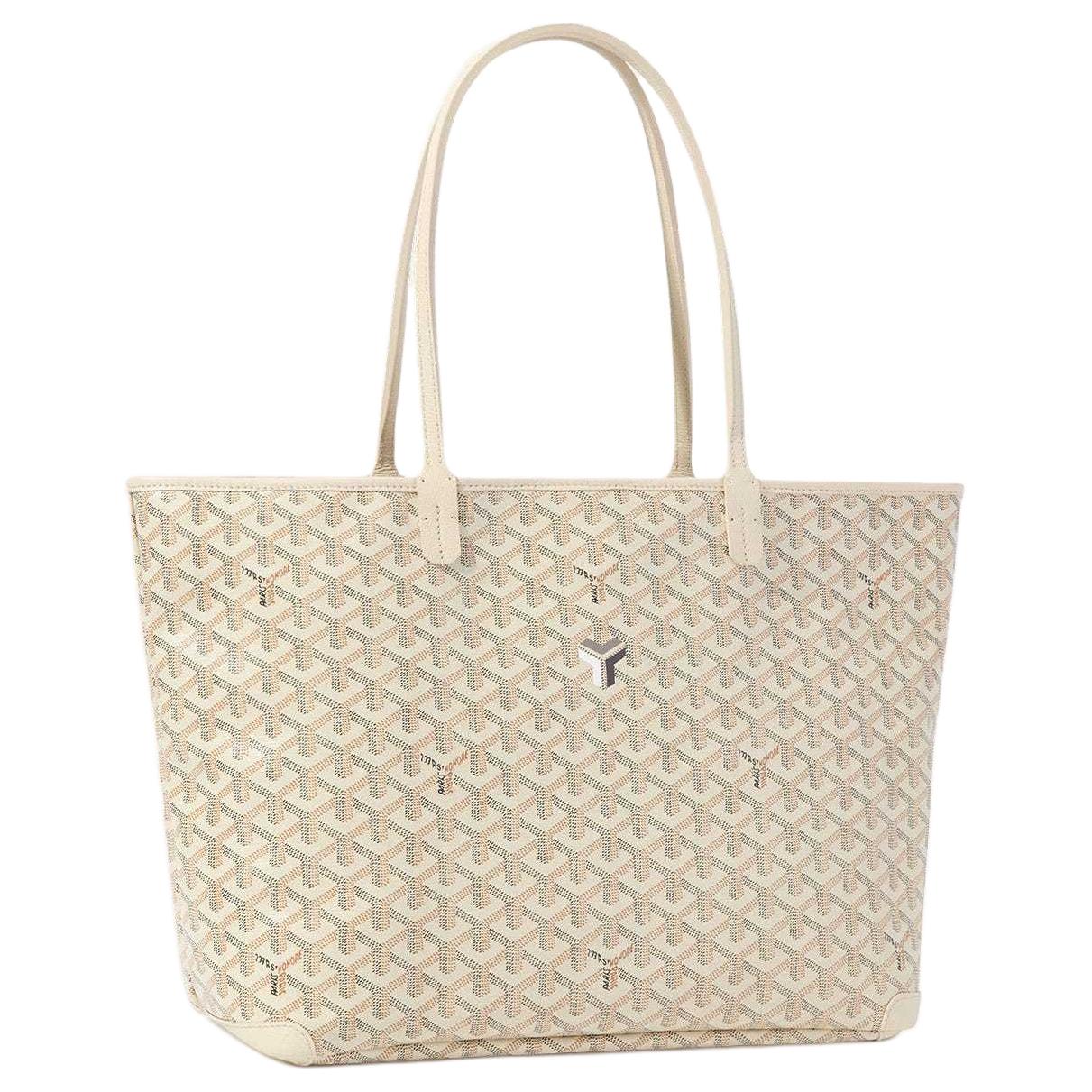GOYARD Artois Canvas Calfskin Tote Bag Shopping Bag Shoulder Bag Handbag Medium Size Women's Sand Stone